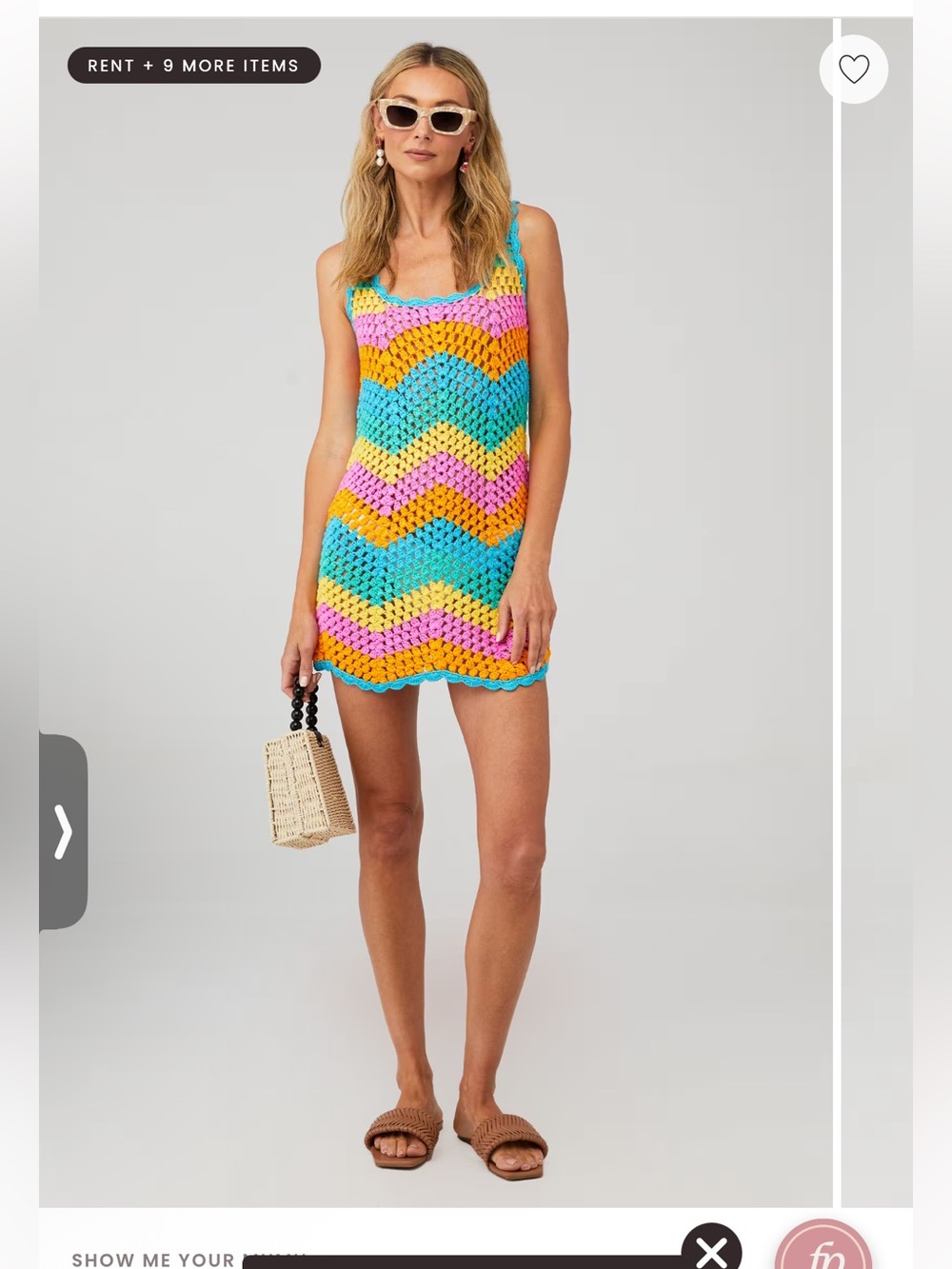 Show Me Your MuMu Zigzag Crochet Mini Dress in Pink, Yellow & Turquoise